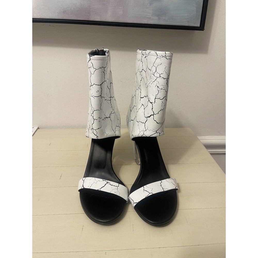 New Balmain Black and White Open Toe Booties size 39 - Picture 2 of 5